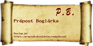 Prépost Boglárka névjegykártya
